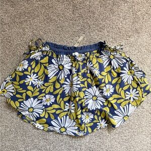 Aerie Navy and Mustard Floral Skater Skirt